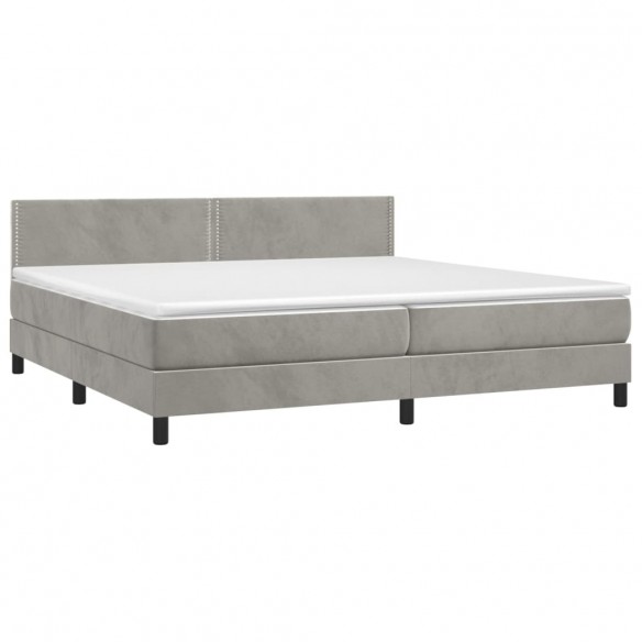 Cadre de lit avec matelas LED Gris clair 200x200 cm