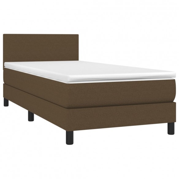 Cadre de lit matelas et LED Marron foncé 100x200 cm