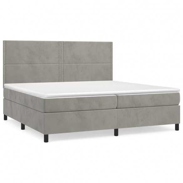 Cadre de lit et matelas Gris clair 200x200cm Velours