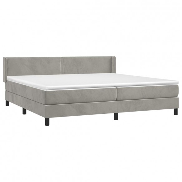 Cadre de lit et matelas Gris clair 200x200cm Velours