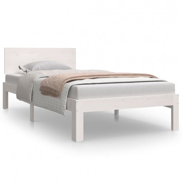 Cadre de lit Blanc Bois massif 90x190 cm Simple