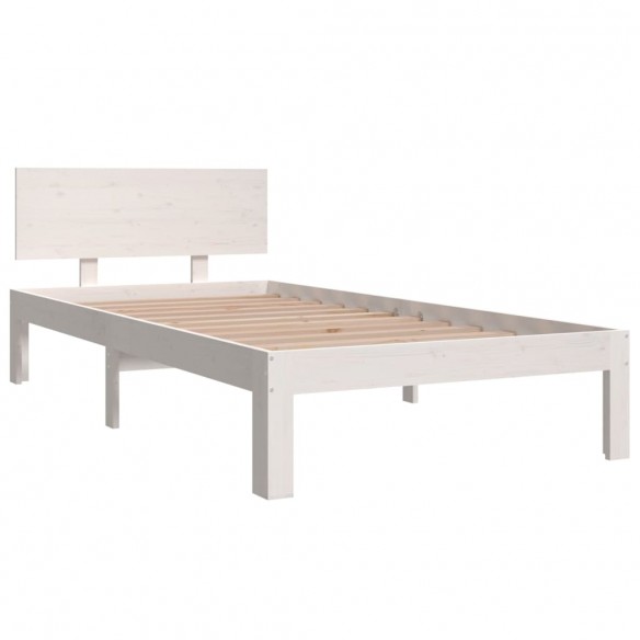 Cadre de lit Blanc Bois massif 90x190 cm Simple