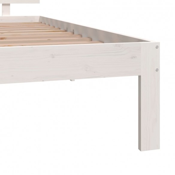 Cadre de lit Blanc Bois massif 90x190 cm Simple