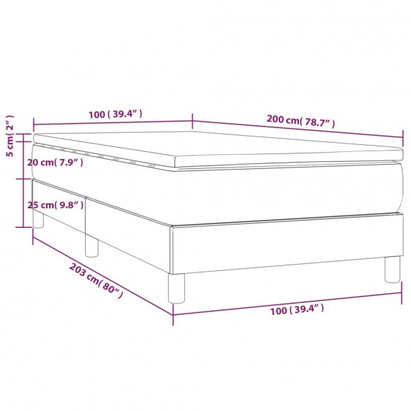 Cadre de lit avec matelas Gris foncé 100x200 cm