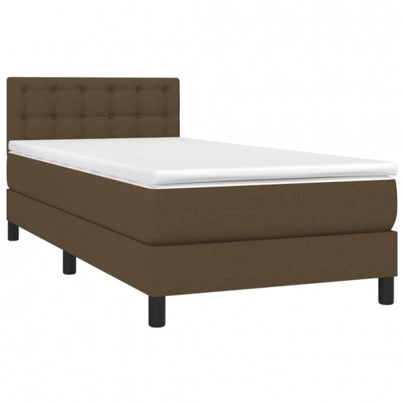 Cadre de lit matelas et LED Marron foncé 100x200cm