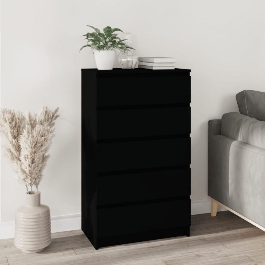 Commode Noir 60x36x103 cm Bois d'ingénierie