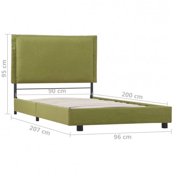 Cadre de lit Vert Tissu 90 x 200 cm