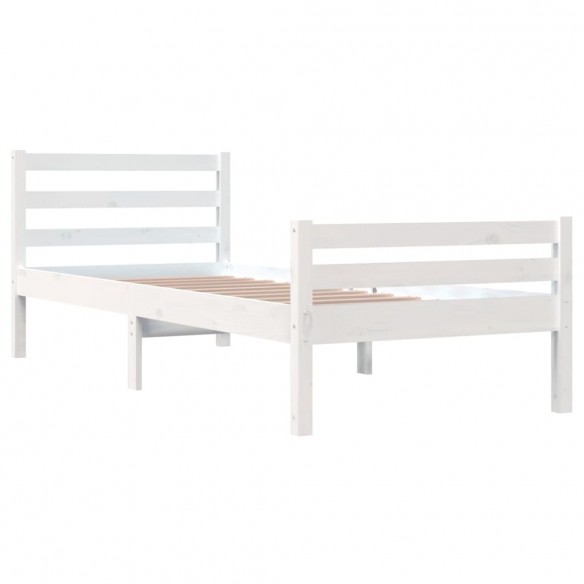 Cadre de lit Blanc Bois massif 90x200 cm