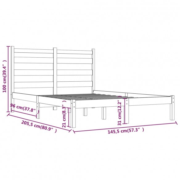 Cadre de lit Bois de pin massif 140x200 cm