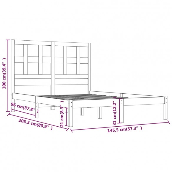 Cadre de lit Bois de pin massif 140x200 cm