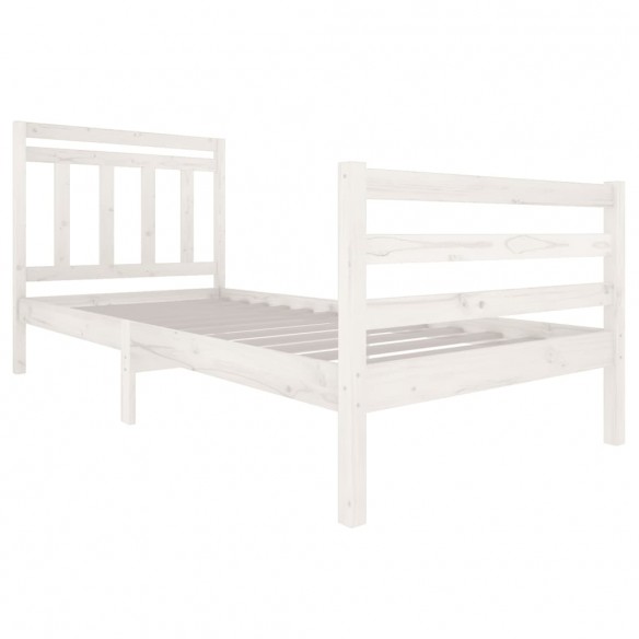 Cadre de lit blanc bois massif 90x200 cm