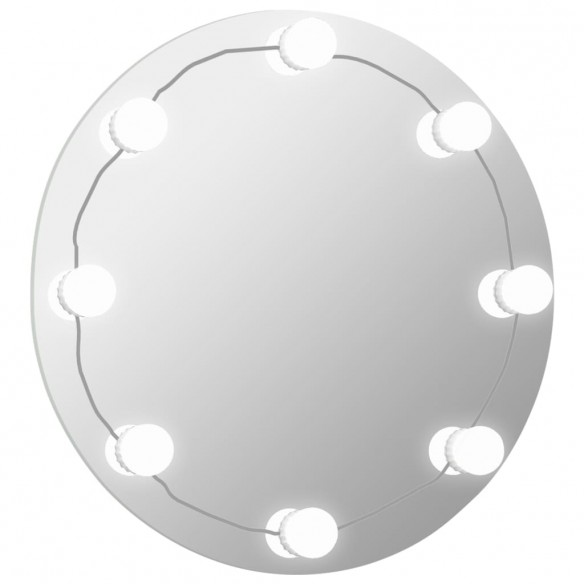 Miroir mural avec lampes LED Rond Verre