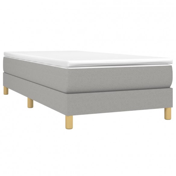 Cadre de lit avec matelas Gris clair 90x200 cm Tissu