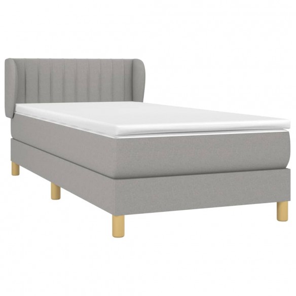 Cadre de lit avec matelas Gris clair 90x200 cm Tissu