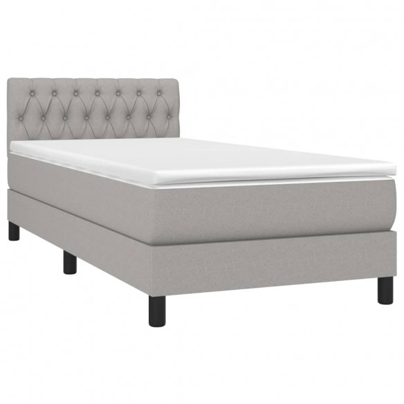 Cadre de lit avec matelas et LED Gris clair 90x200cm