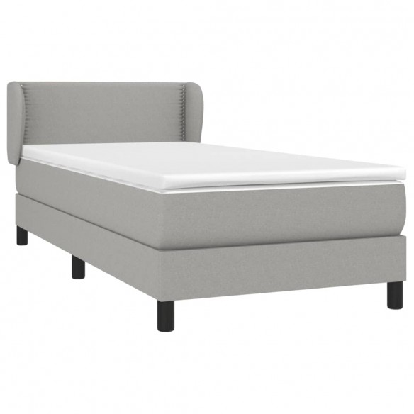 Cadre de lit avec matelas Gris clair 90x200 cm Tissu