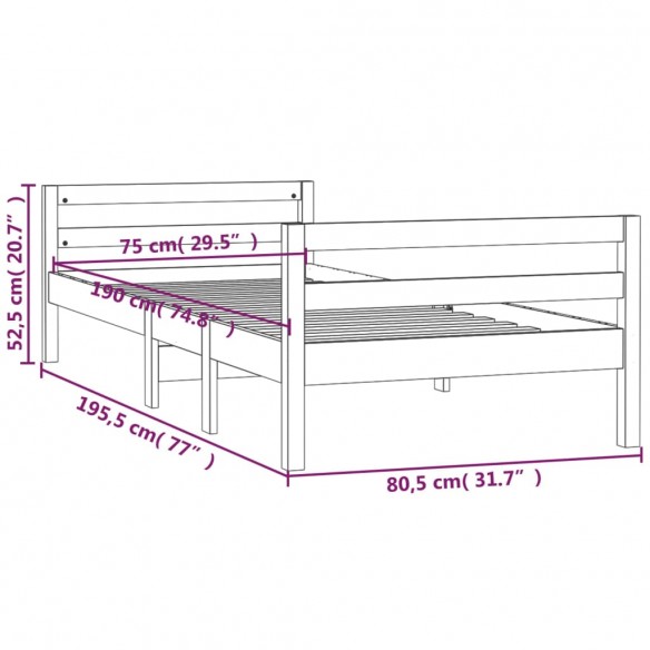 Cadre de lit 75x190 cm Bois de pin massif