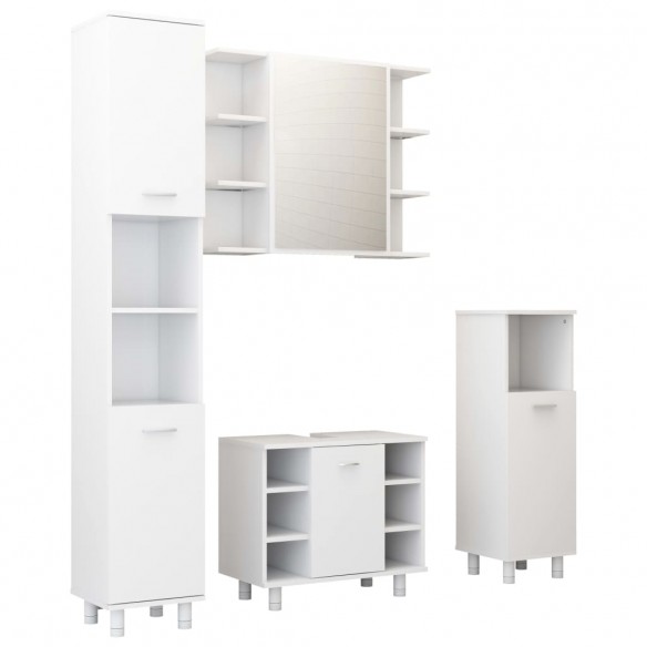 Ensemble de meubles de salle de bain 4 pcs Blanc Aggloméré