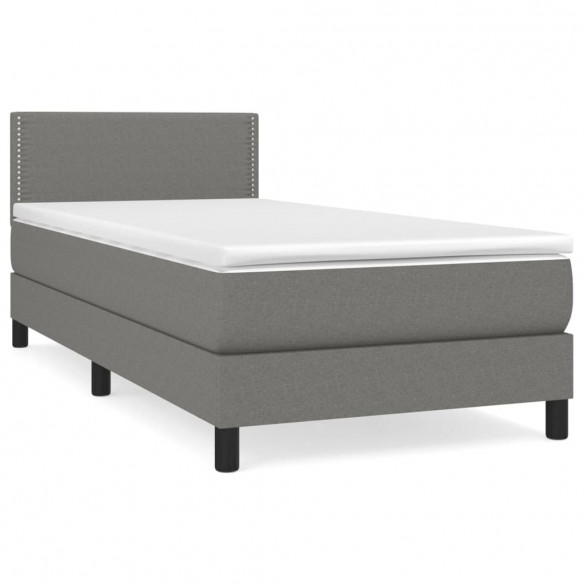 Cadre de lit avec matelas Gris foncé 80x200 cm Tissu