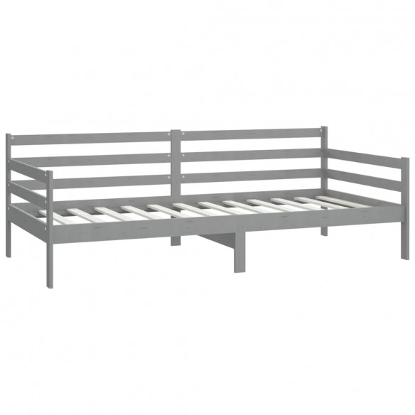 Lit de repos avec matelas 90x200 cm Gris Bois de pin massif