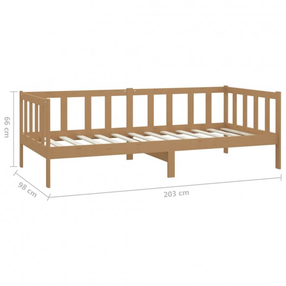 Lit de repos et matelas 90x200cm Marron miel Bois de pin massif