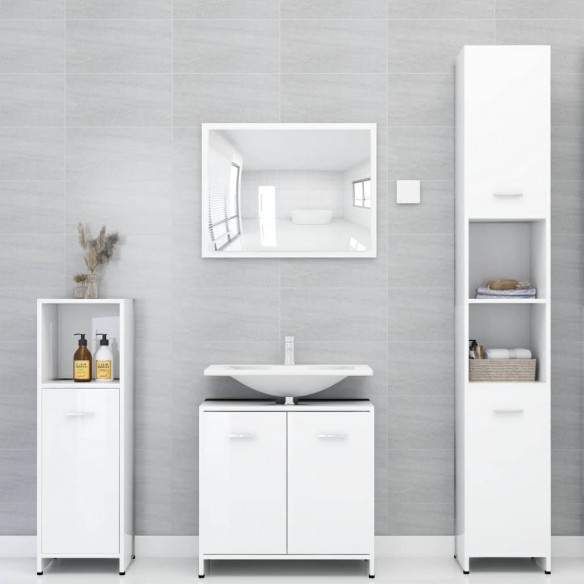 Armoire de salle de bain Blanc brillant 30x30x95 cm