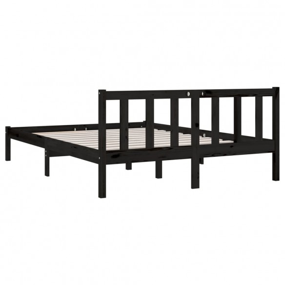 Cadre de lit Noir Bois de pin massif 120x190 cm Petit double