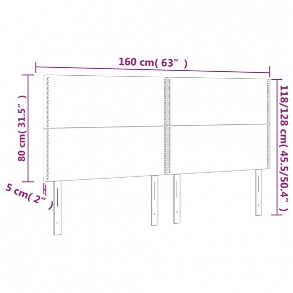 Têtes de lit 4 pcs Gris foncé 80x5x78/88 cm Tissu