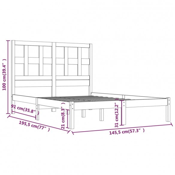 Cadre de lit Blanc Bois de pin massif 140x190 cm