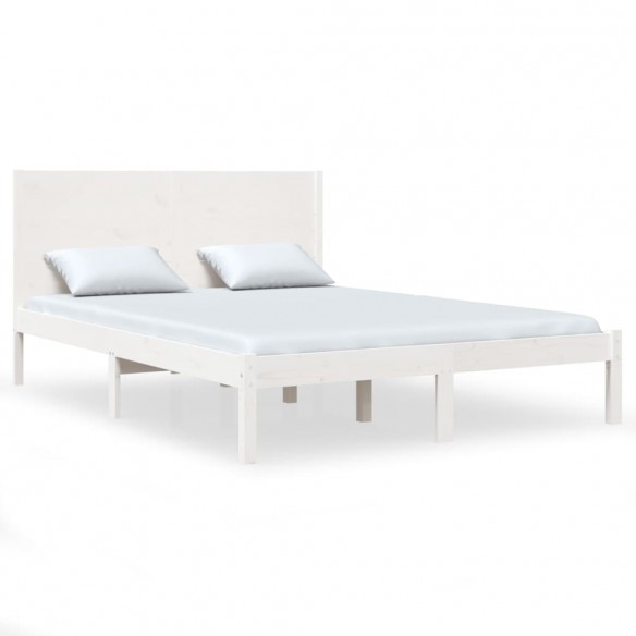 Cadre de lit Blanc Bois de pin massif 140x190 cm