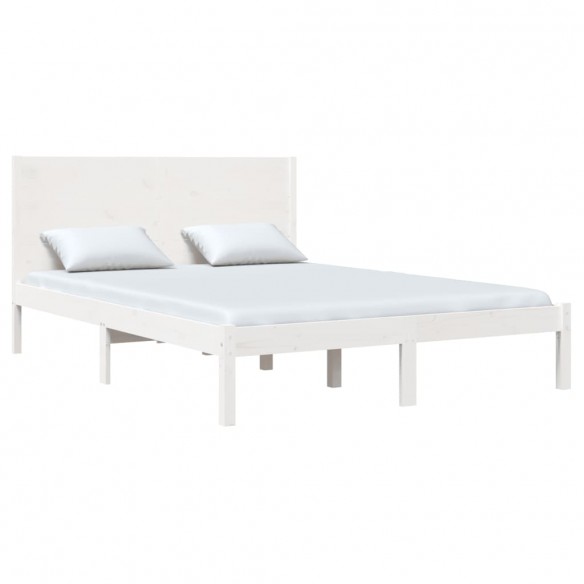 Cadre de lit Blanc Bois de pin massif 140x190 cm