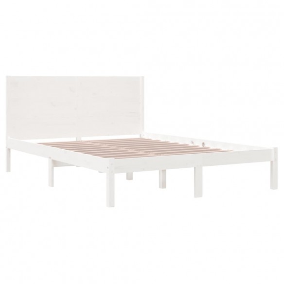 Cadre de lit Blanc Bois de pin massif 140x190 cm