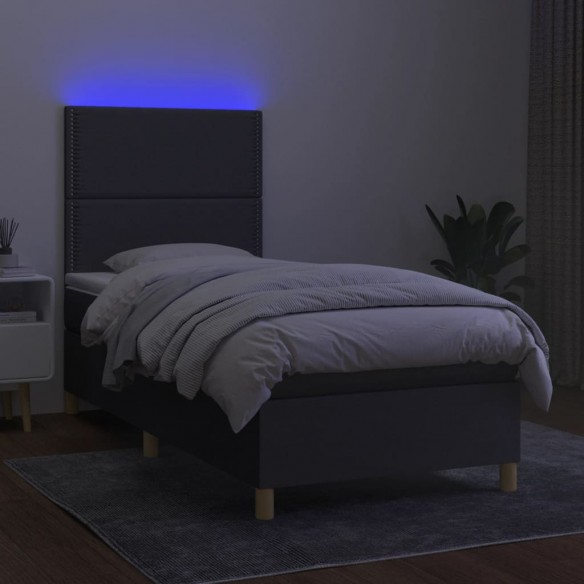 Cadre de lit avec matelas et LED Gris foncé 80x200cm