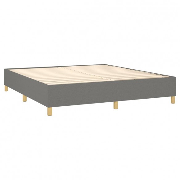 Cadre de lit matelas LED Gris foncé 160x200 cm Tissu