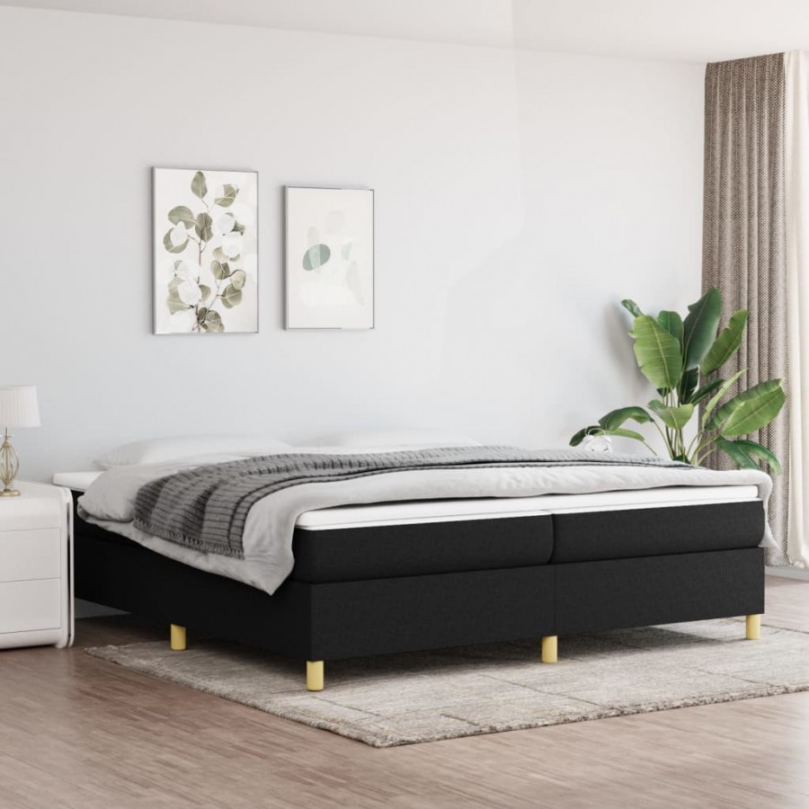 Cadre de lit avec matelas Noir 200x200 cm Tissu