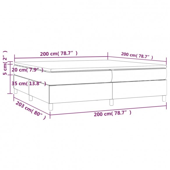 Cadre de lit avec matelas Noir 200x200 cm Tissu