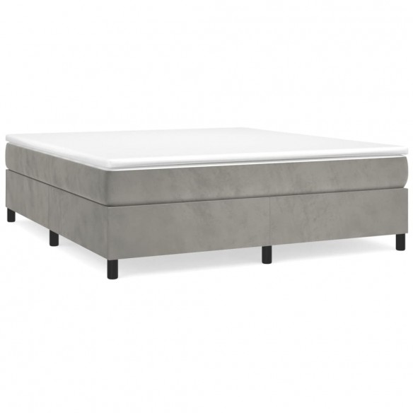 Cadre de lit et matelas Gris clair 160x200cm Velours