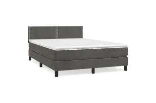cadre de lit et matelas Gris foncé 140x200cm Velours 2