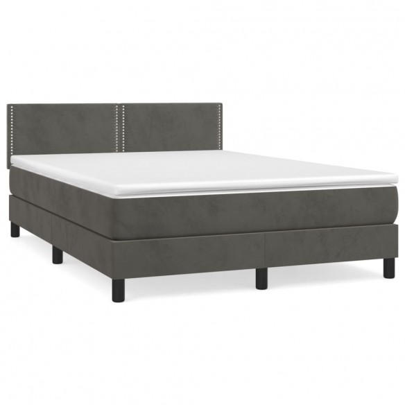 Cadre de lit et matelas Gris foncé 140x200cm Velours