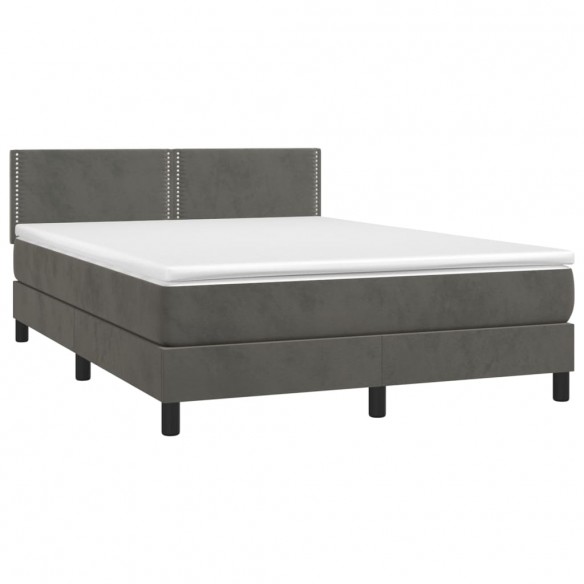 Cadre de lit et matelas Gris foncé 140x200cm Velours