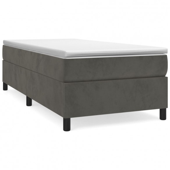 Cadre de lit et matelas Gris foncé 90x200 cm Velours