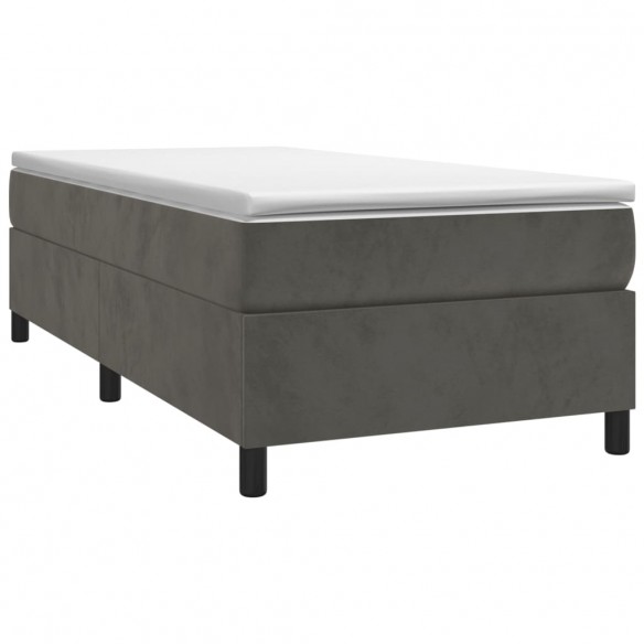 Cadre de lit et matelas Gris foncé 90x200 cm Velours