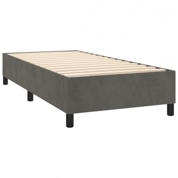 Cadre de lit et matelas Gris foncé 90x200 cm Velours