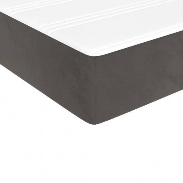 Cadre de lit et matelas Gris foncé 90x200 cm Velours