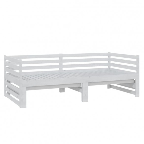 Lit coulissant 2x(90x200) cm Blanc Bois de pin massif