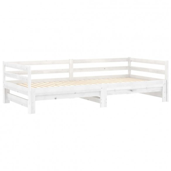 Lit coulissant 2x(90x200) cm Blanc Bois de pin massif