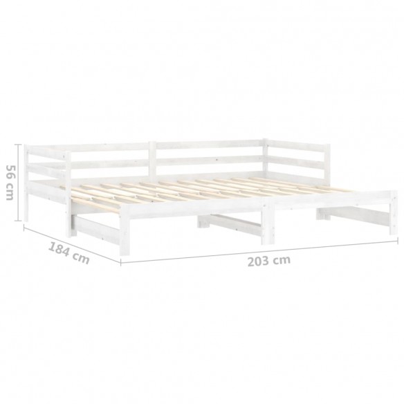 Lit coulissant 2x(90x200) cm Blanc Bois de pin massif