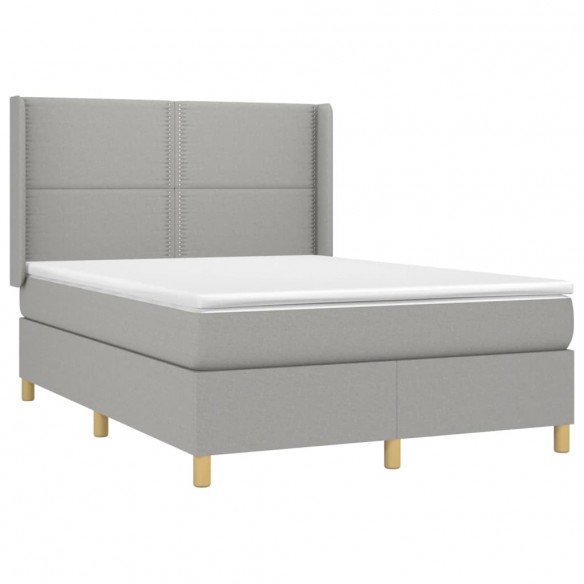 Cadre de lit matelas LED Gris clair 140x190 cm Tissu