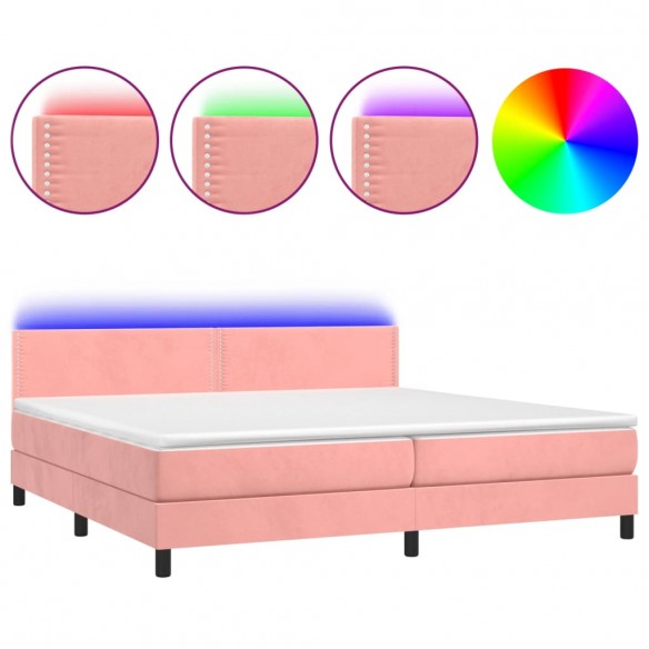 Cadre de lit avec matelas et LED Rose 200x200 cm