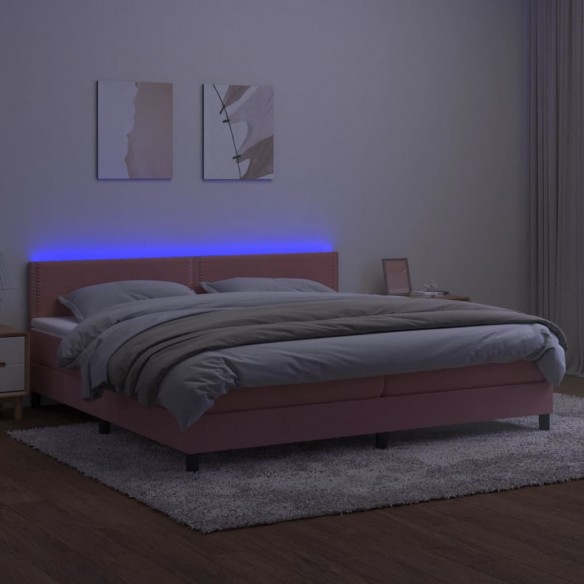 Cadre de lit avec matelas et LED Rose 200x200 cm